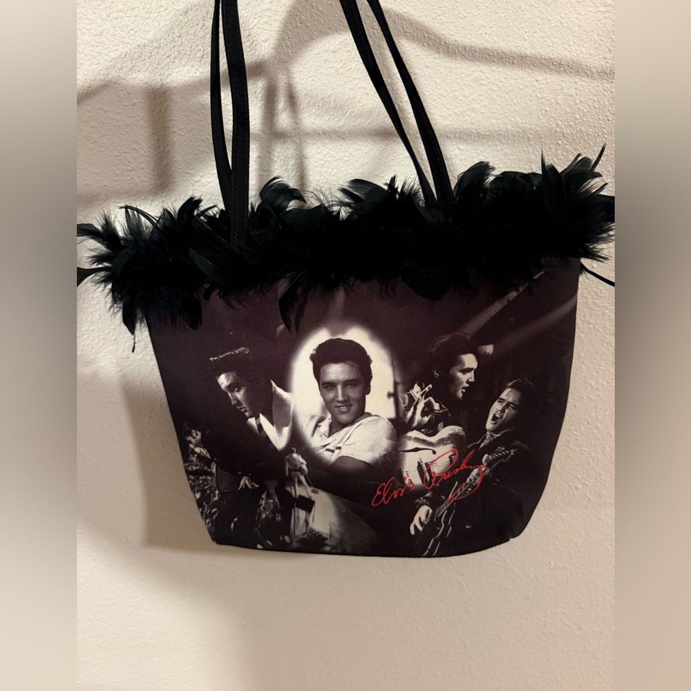 ASHLEY M VINTAGE ELVIS PRESLEY FEATHER PURSE - Picture 4 of 4
